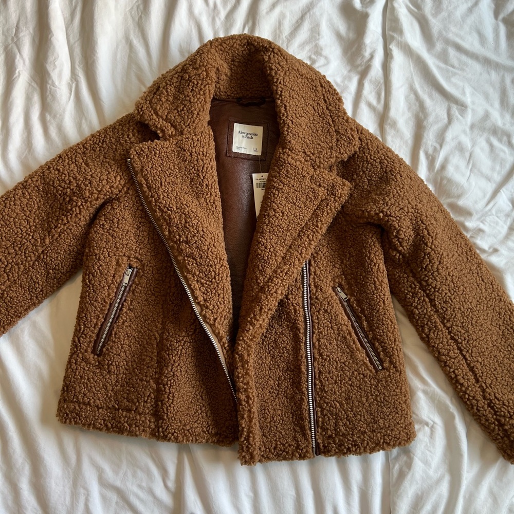 Abercrombie Teddy Leather Lined Moto Jacket Small